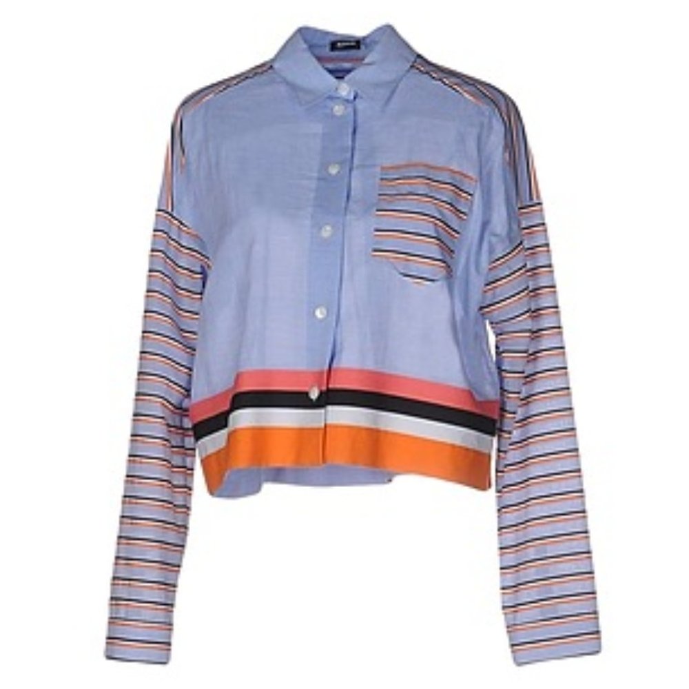 Jil Sander Navy Crop Striped Shirt